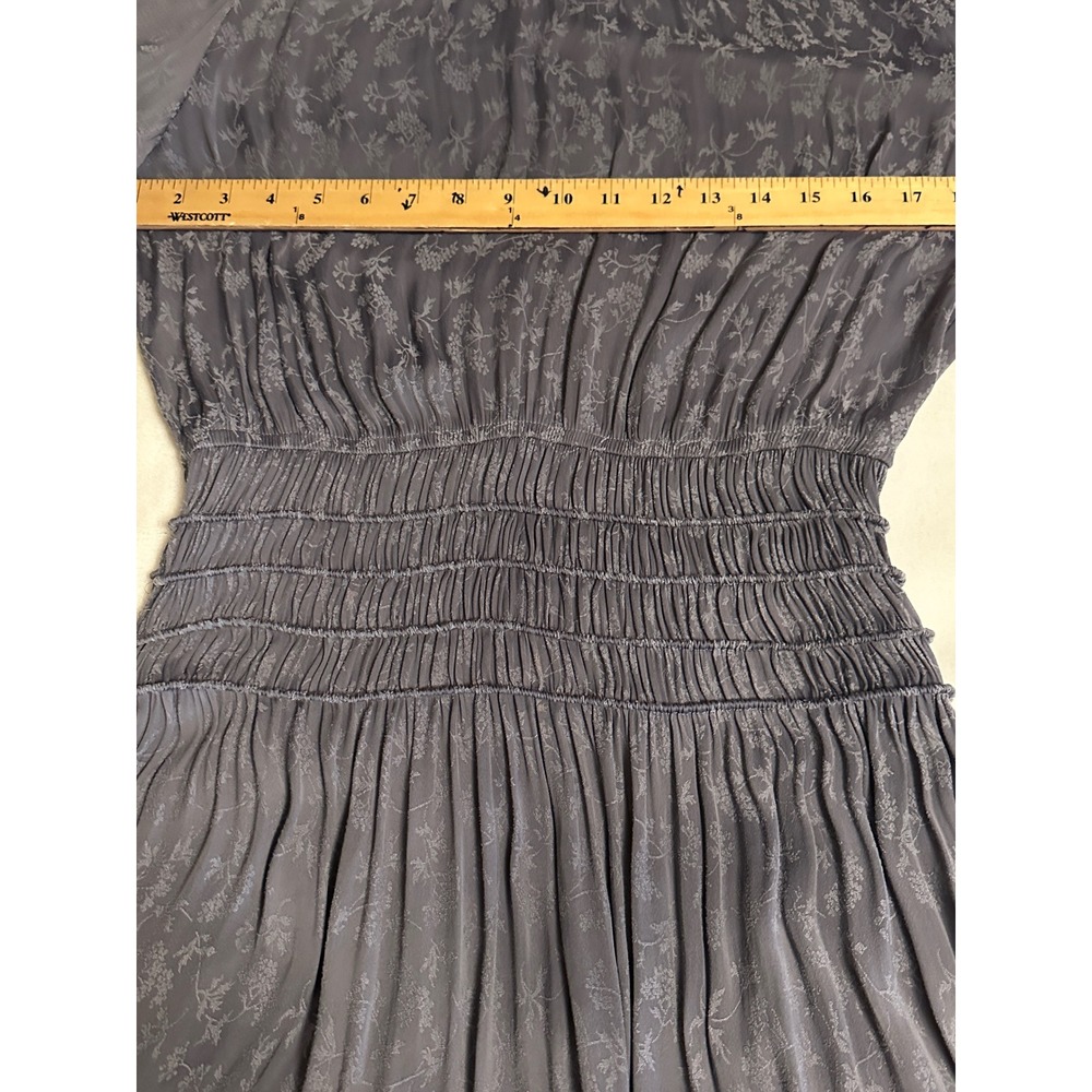 Current Air Los Angeles Smocked Waist Floral Jacquard Dress Grey Womens M - Picture 14 of 16